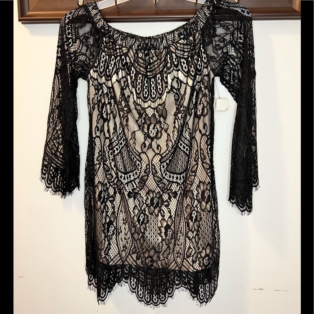 NWT Love, Fire Ladies Black Lace Mini Length Dress Size Small